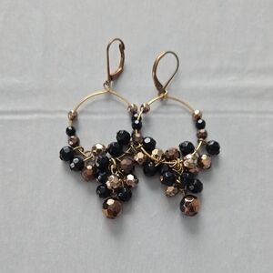 Elegant Black and Gold Beaded Earrings